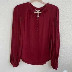 NWT Joie Red Blouse Front Button Detail long Sleeve XXS